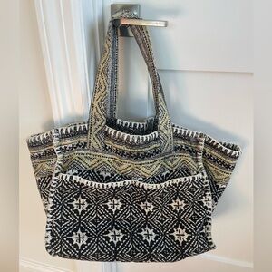 Cleobella x Free People Collaboration Mayala Tote Handbag, green white back